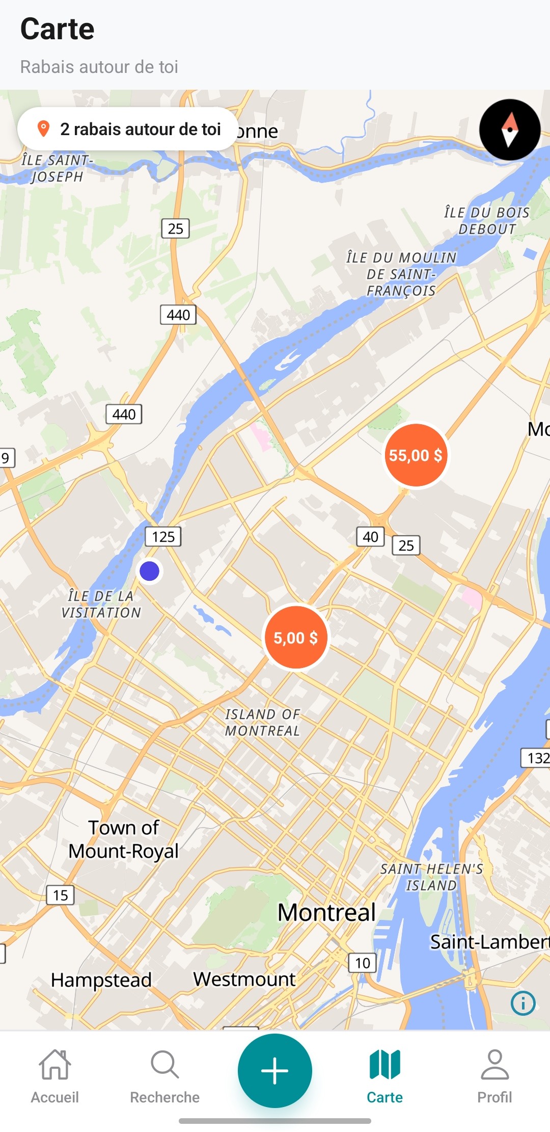Carte des deals pres de vous